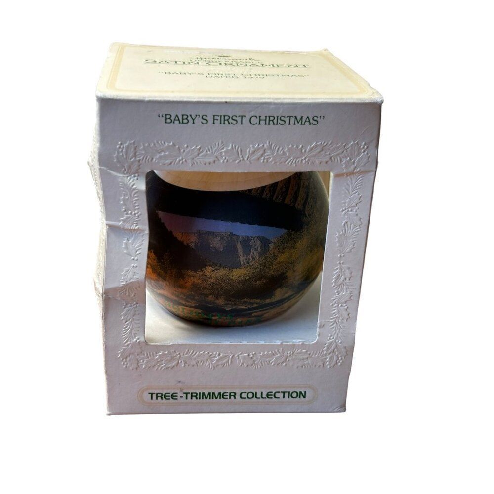 Hallmark Unbreakable Satin Ornament 1979 Baby's First Christmas Zion National Pa